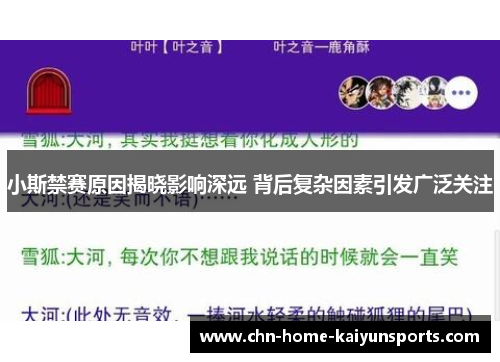 小斯禁赛原因揭晓影响深远 背后复杂因素引发广泛关注